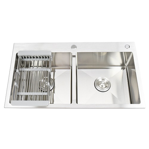 [CHẬU ĐÚC GIÁ SỈ] Chậu Rửa Chén bát inox 304 hai hố 8245-7843 và bộ xả chậu rổ inox