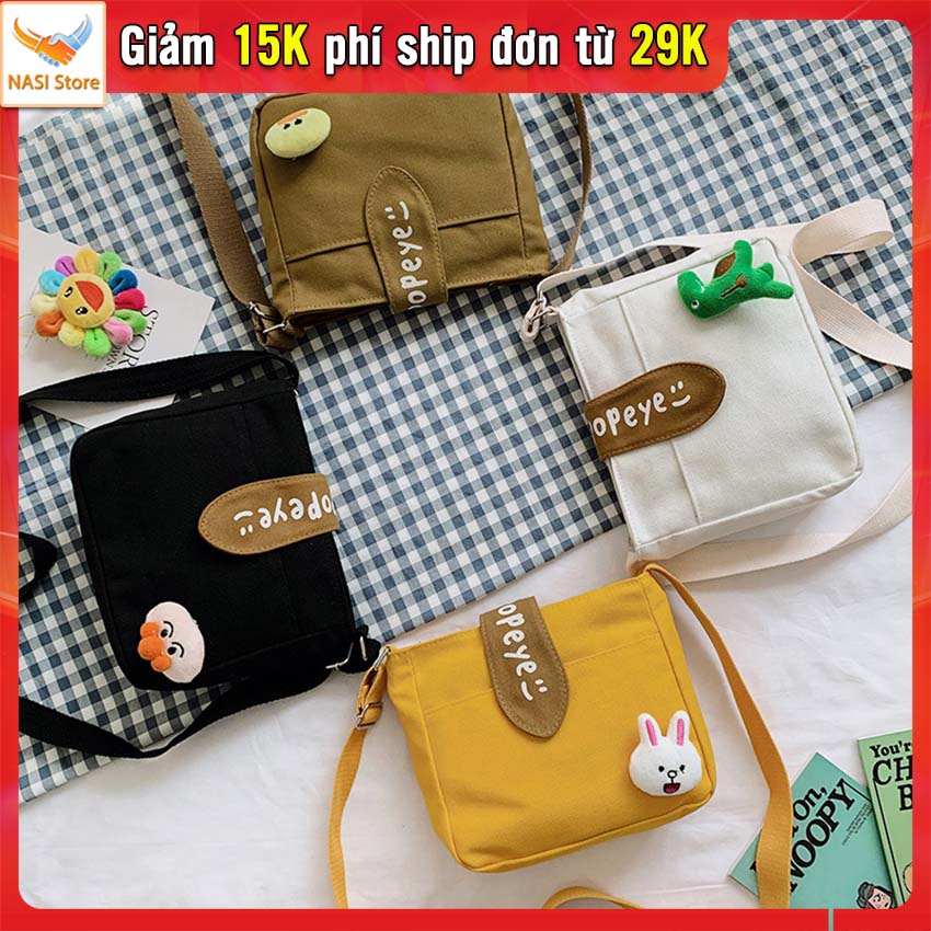 Túi đeo chéo nữ PopEye phong cách Hàn Quốc (T1017), túi đeo nữ thời trang rất dễ thương - túi xách nữ, túi chéo nữ, túi vải, túi cute - NASI Store