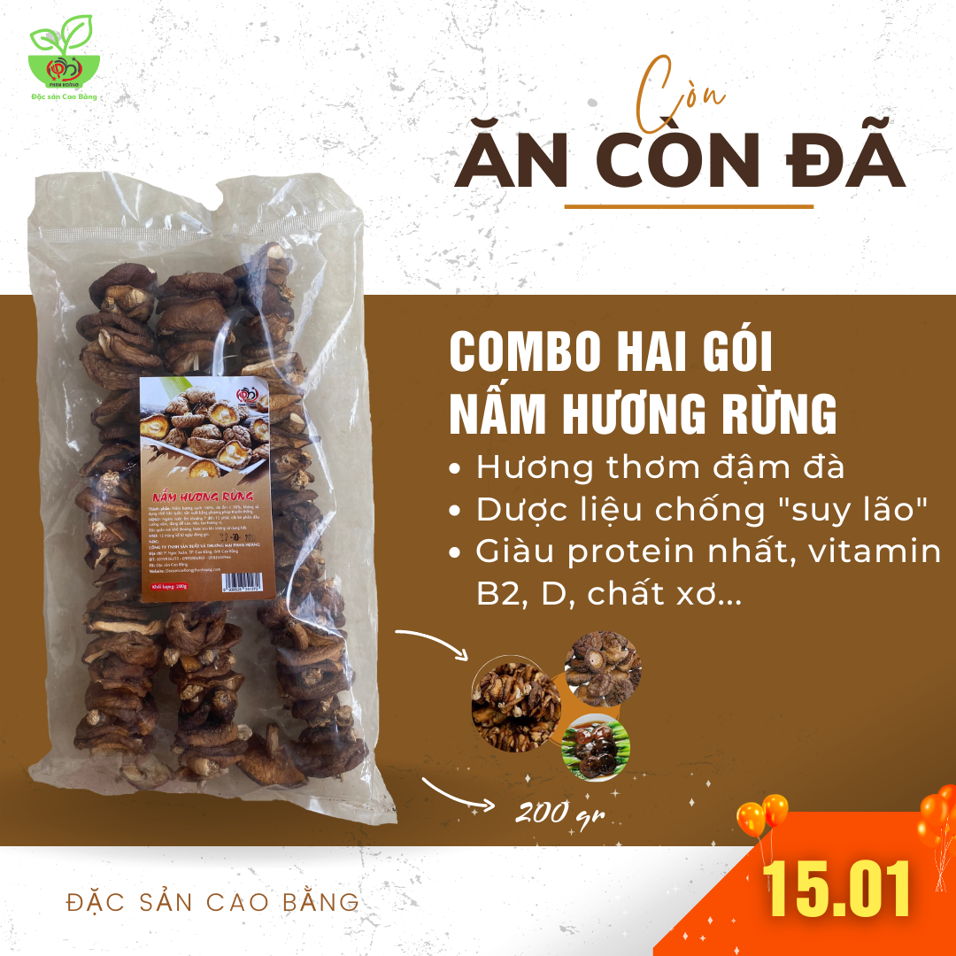 Combo hai gói nấm hương rừng đặc sản cao bằng phan hoàng