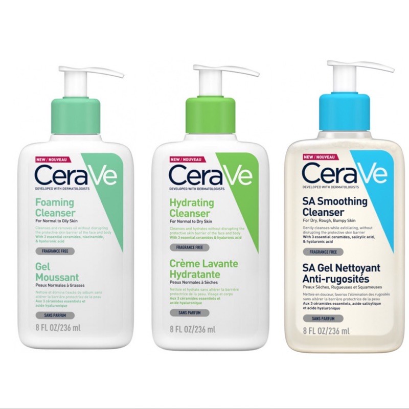 [Bản Pháp Đủ Bill]Sữa Rửa Mặt Cerave Cho Da Khô, Da Dầu, Da Mụn 236Ml Và 473Ml