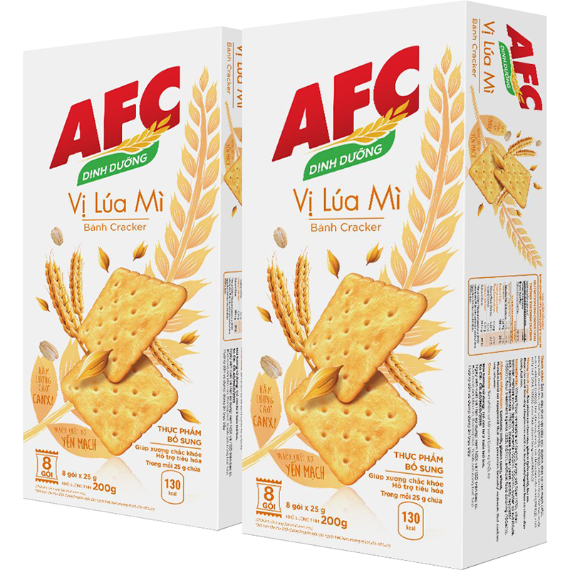 SALE 10% - Bánh AFC Lúa Mì Dinh Dưỡng hơn với công thứa mới Ăng kiêng - Giữ Dáng Hộp 8 gói 200g
