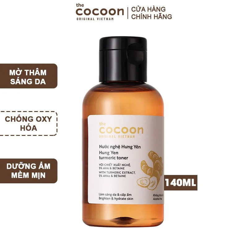 Toner nước nghệ hưng yên Cocoon 140ml làm sáng da, cấp ẩm, chống oxy hóa, làm lành những tổn thương trên da Học Viện Quân Y Việt Nam