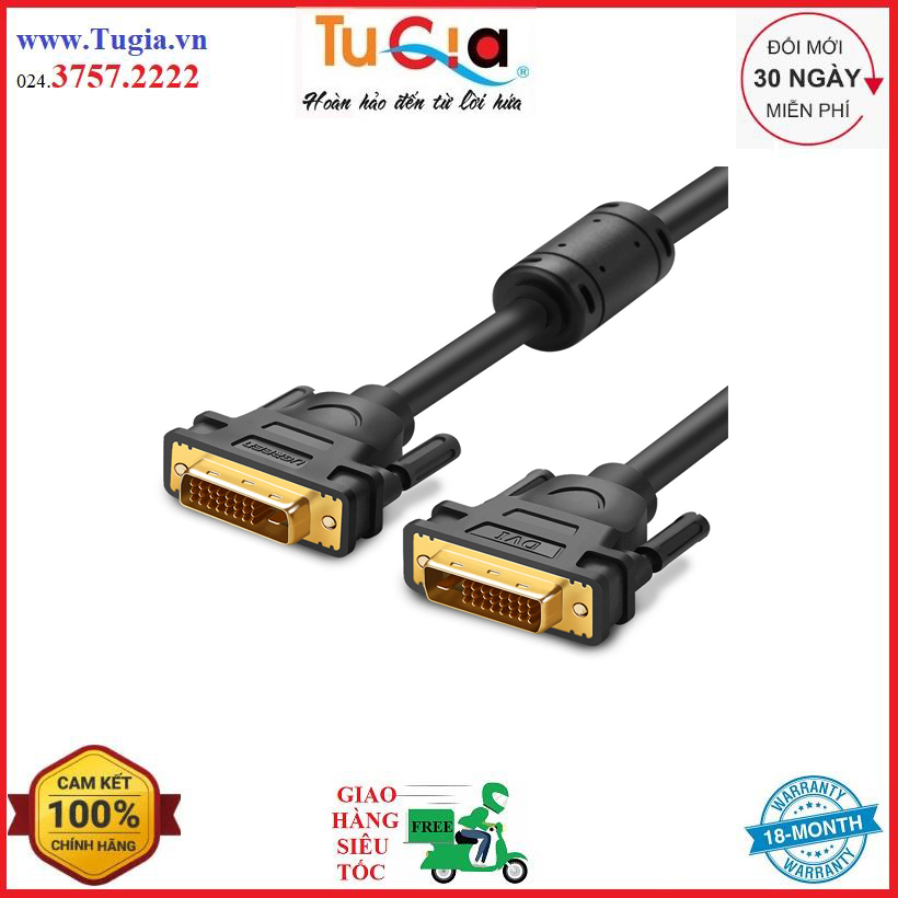Cáp chuyển đổi dvi 24+5 dương sang vga dương màu đen ugreen 11618-hàng chính hãng