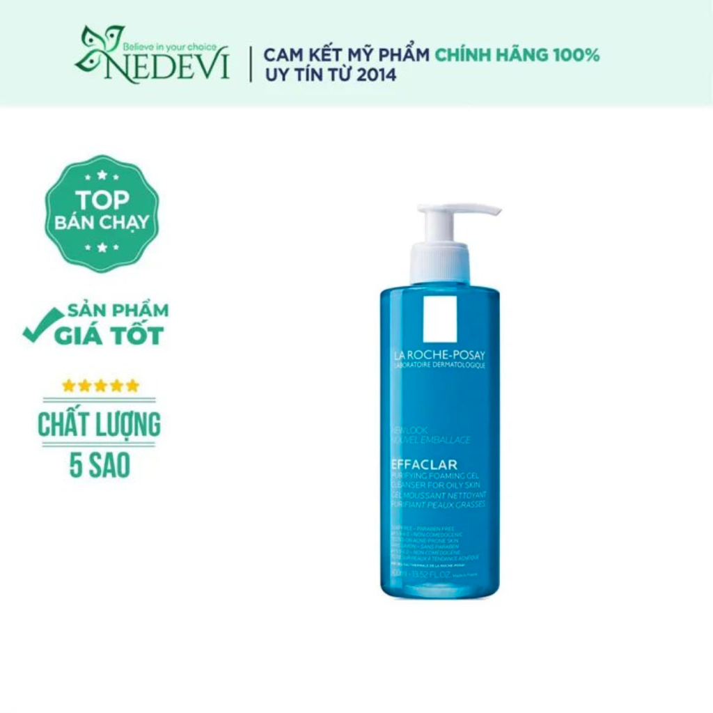 Sữa rửa mặt da dầu mụn La Roche Posay Effaclar Purifying Foaming Gel Cleanser 400 ml - Nedevi