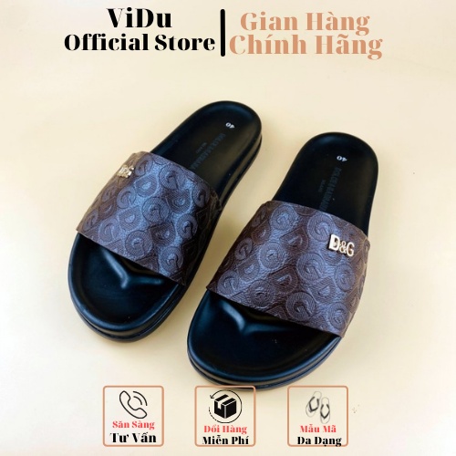 Dép nam thời trang d&g nâu đen vidu 8701 quai ngang