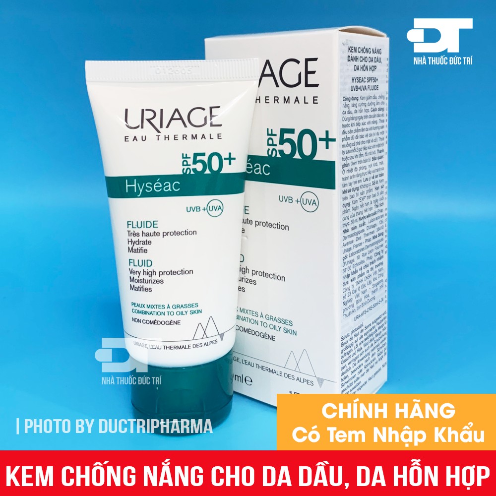 KEM CHỐNG NẮNG URIAGE DÀNH CHO DA DẦU VÀ MỤN - URIAGE HYSEAC FLUIDE SPF 50+ 50ML