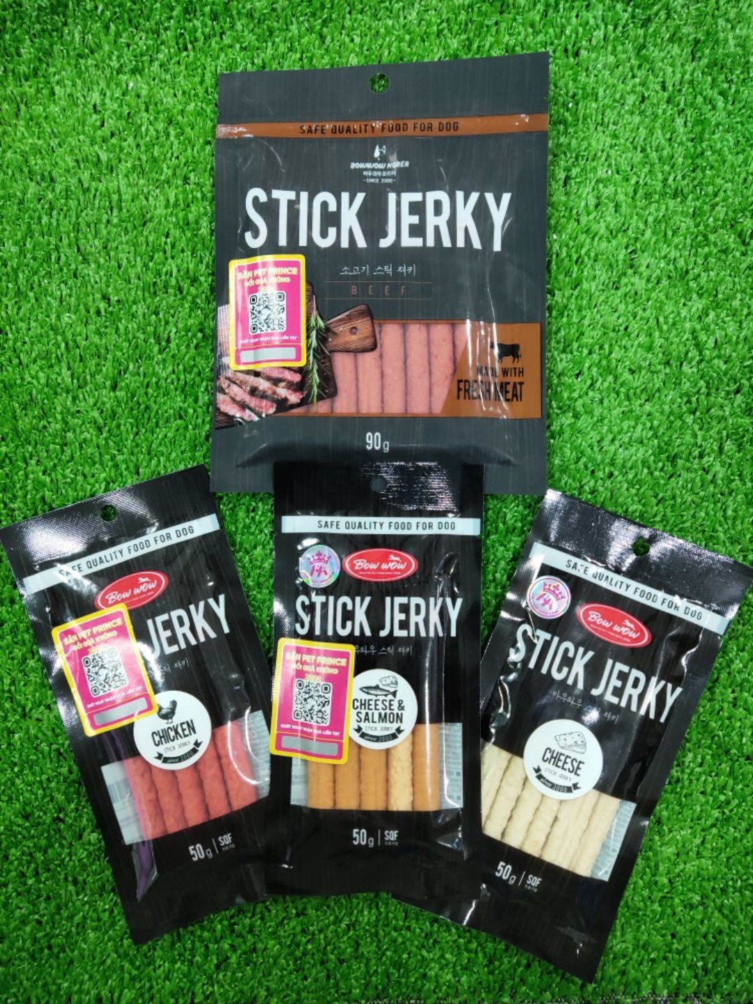 Bánh snack thưởng cho chó dạng que bow wow 50g - 90g