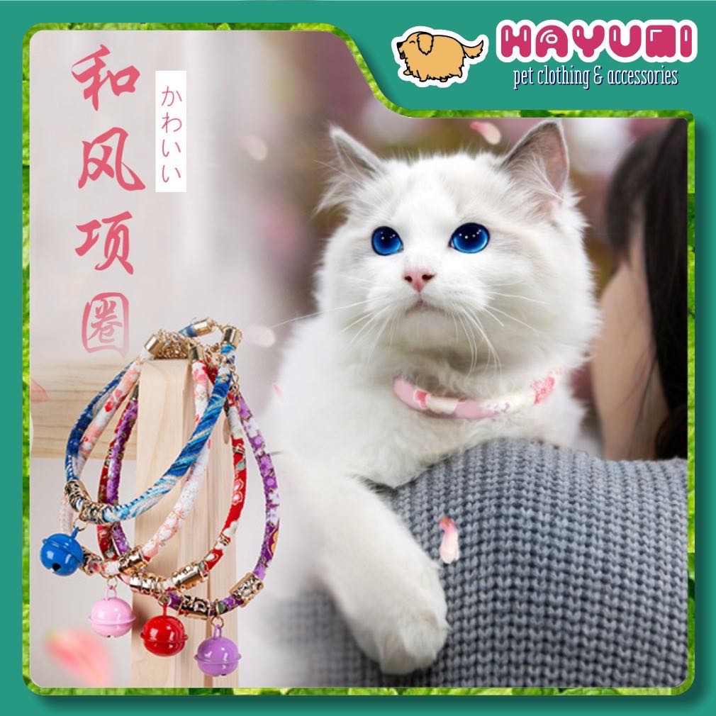 VÒNG CỔ CHUÔNG HOA ANH ĐÀO - VÒNG THỔ CẨM DÀNH CHO CHÓ MÈO