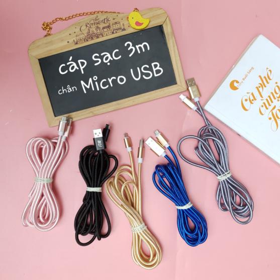 [HCM][DÀI 3 MÉT] CÁP SẠC SS/OPPO CỔNG USB DÂY DÙ XOẮN XỊN SIÊU BỀN CHỐNG RỐI CHỐNG ĐỨT GÃY HIỆU QUẢ - SẠC NHANH CHO TẤT CẢ CÁC DÒNG ĐIỆN THOẠI MÁY TÍNH BẢNG PIN SẠC DỰ PHÒNG ...