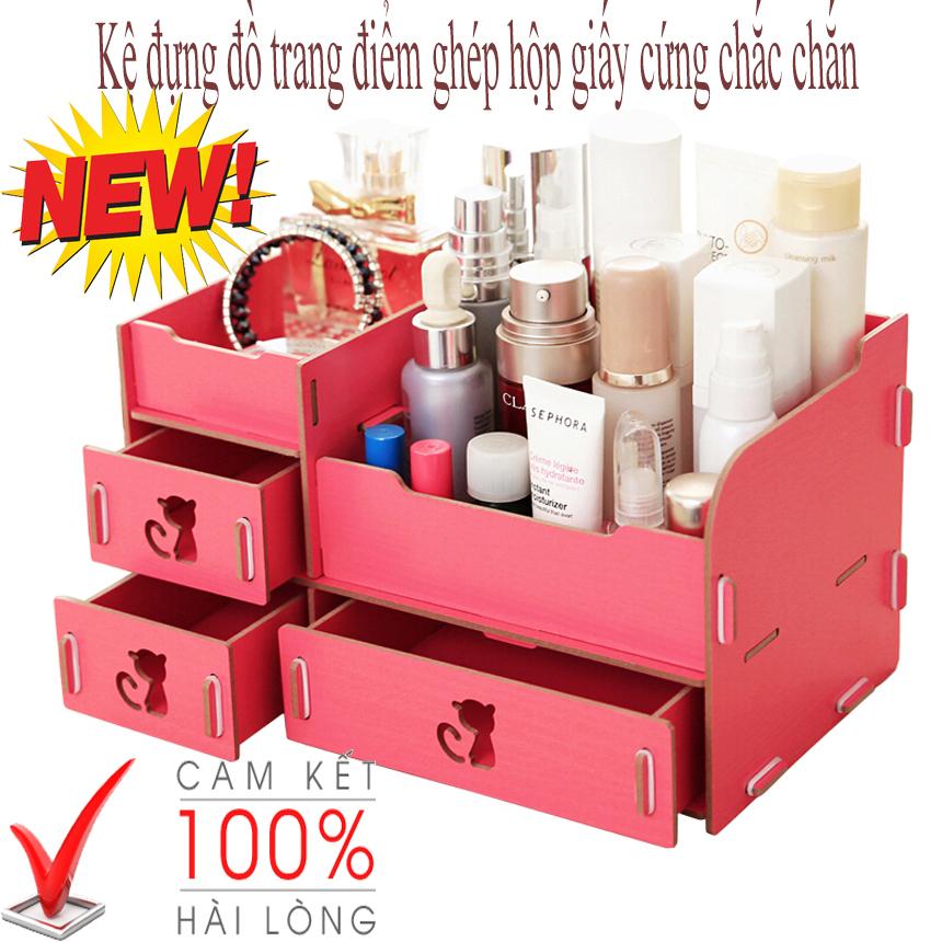 Hộp đựng đồ trang điểm, khay đựng mỹ phẩm, kệ đựng mỹ phẩm, bộ sản phẩm dành cho chị em phụ nữ thiết kế chắc chắn, dễ dàng sử dụng, chất liệu gỗ ghép lắp vào và tháo ra dễ dàng với nhiều màu sắc đẹp mắt BH uy tín