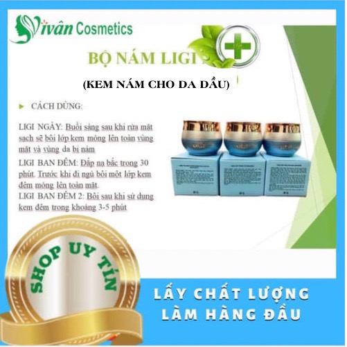 Bộ 3 kem nám chuẩn y khoa ligi gồm 1 kem nám ngày, 2 kem nám đêm