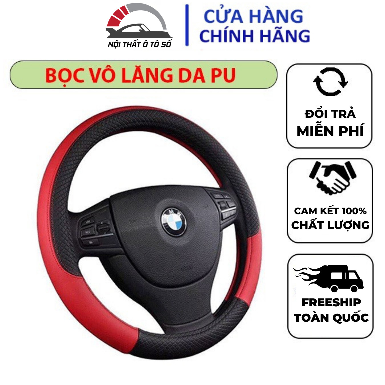 Bọc Vô Lăng Da Ô Tô Bao Tay Lái Xe Hơi Cao Cấp [ Đủ Mầu ]