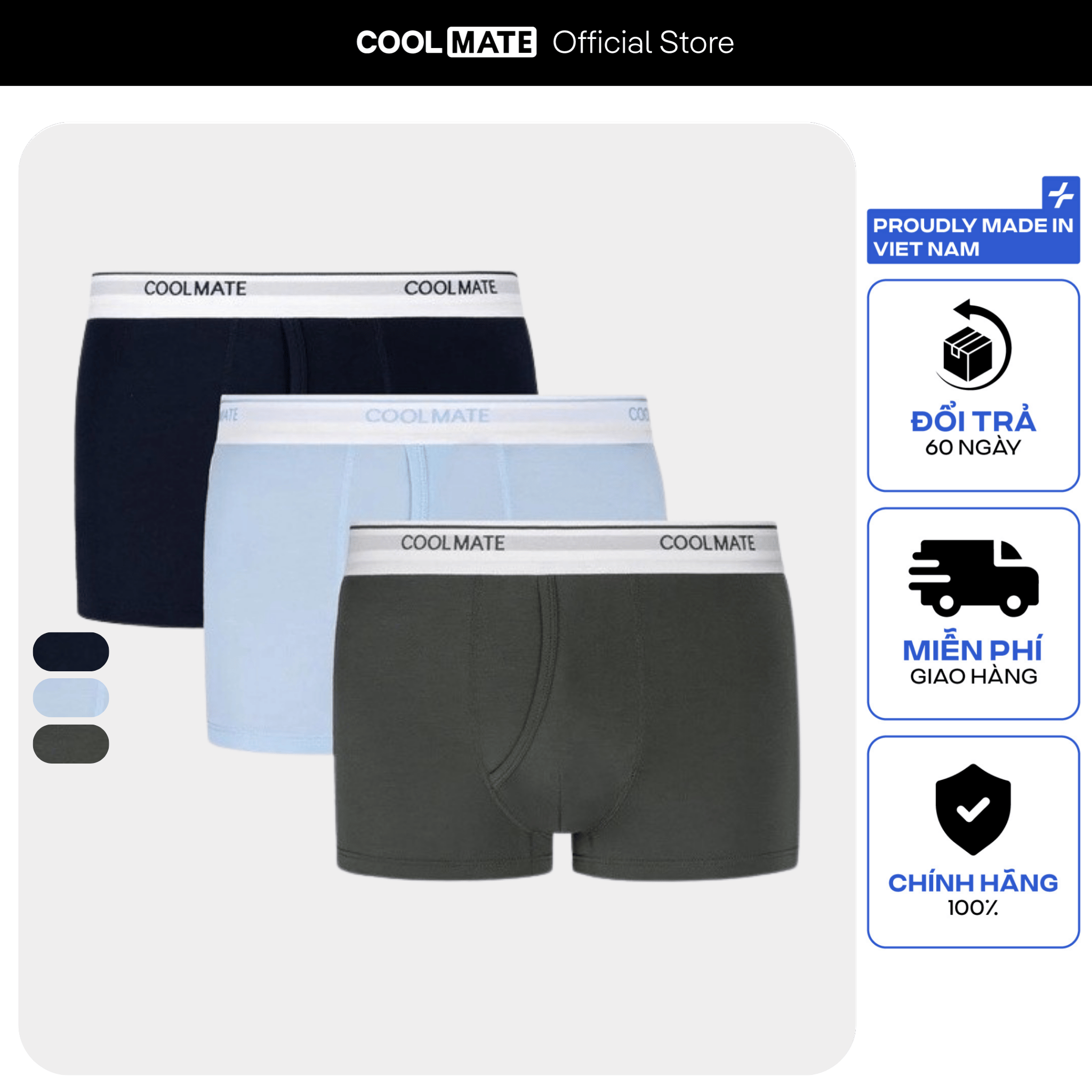 Combo 03 quần lót nam khe moi Bamboo Trunk kháng khuẩn khử mùi - Coolmate