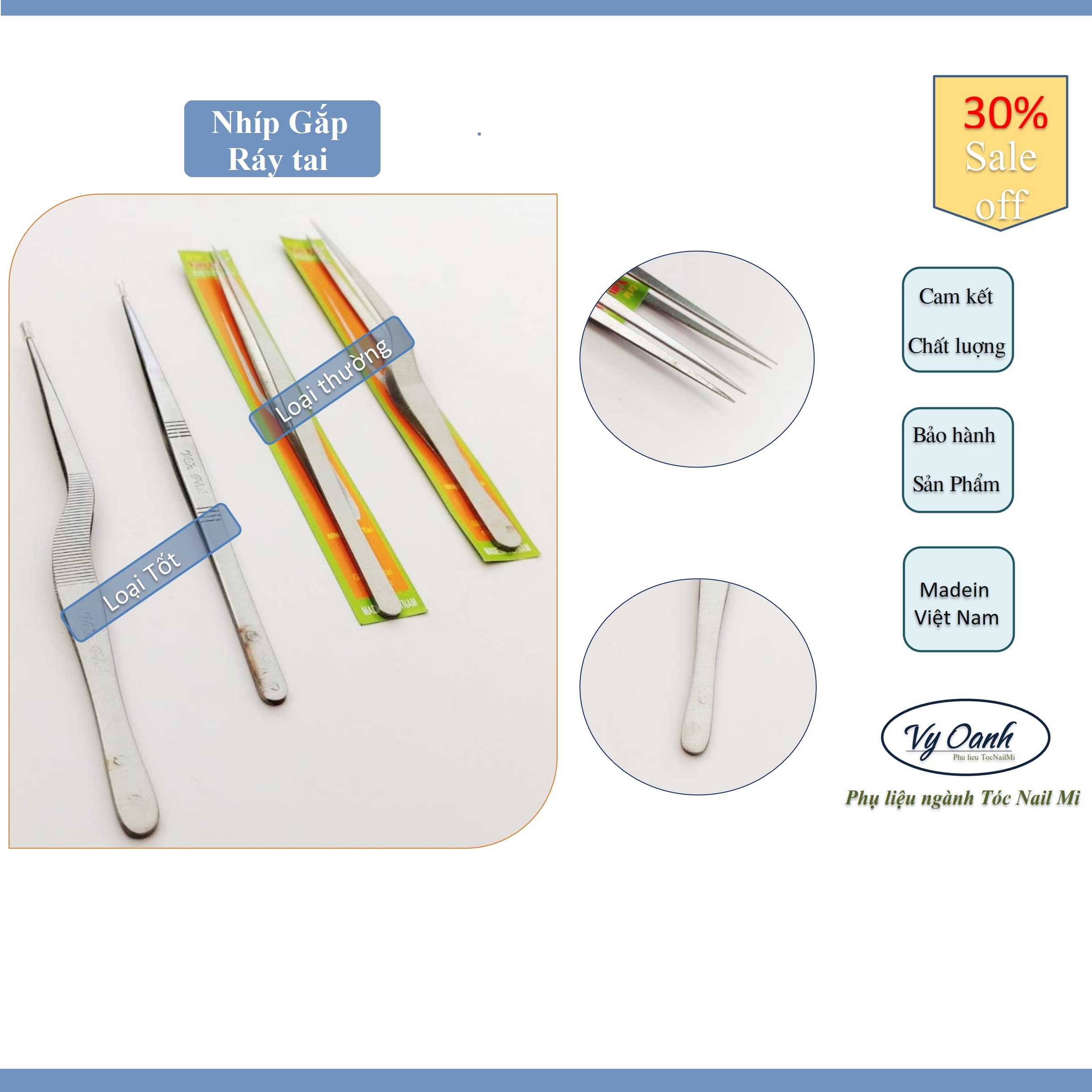 Nhíp lấy ráy tai, gắp ráy tai, cong thẳng made in việt nam