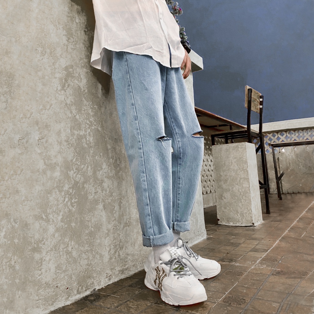 Quần Baggy Nam, Jeans Baggy Rách Gối