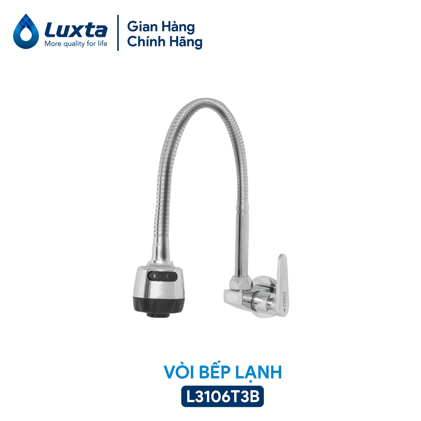 Vòi bếp i vòi chậu rửa bát âm tường cần bẻ luxta l3106t3b - bảo hành 3 năm - hàng chính hãng
