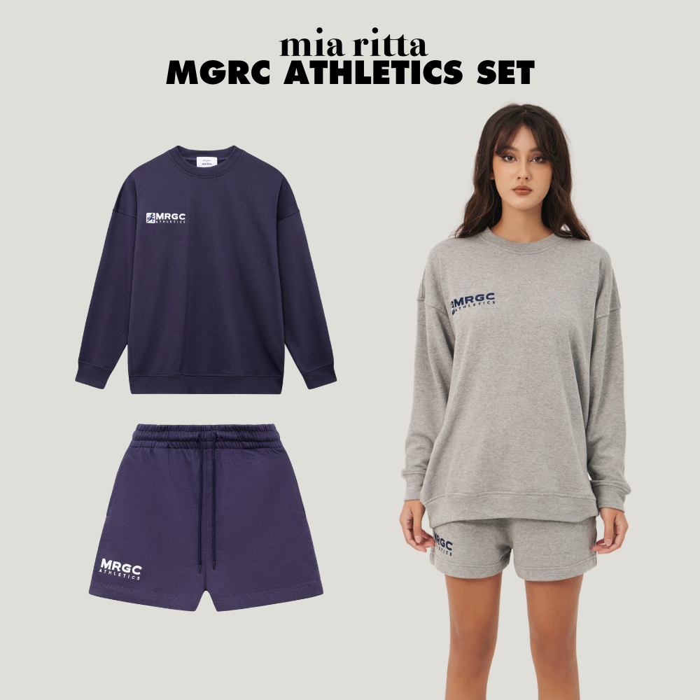 Set nỉ áo dài tay và quần short phong cách thể thao MRGC Athletics Logo Set A2118 Q391