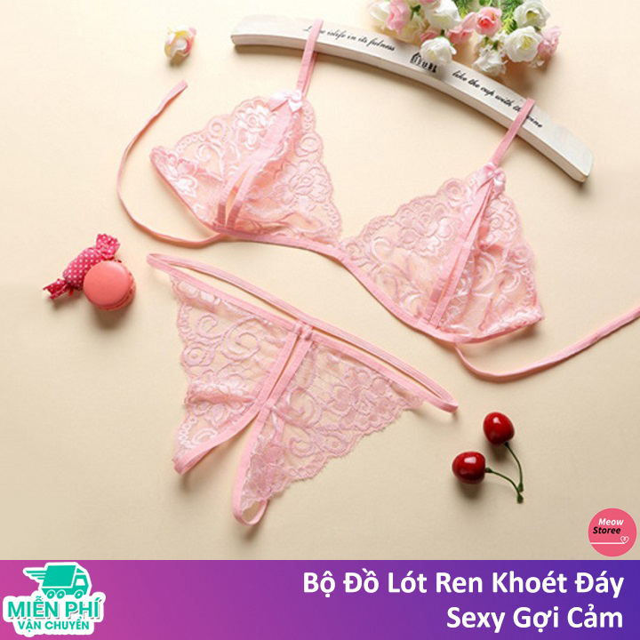 Bộ Đồ Lót Ren Xẻ Đáy - Quần Lót Nữ Xẻ Đáy Sexy