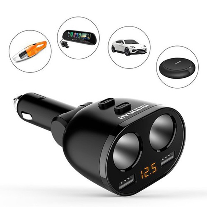 Bộ chia tẩu sạc trên ô tô 2 tẩu 2 cổng sạc