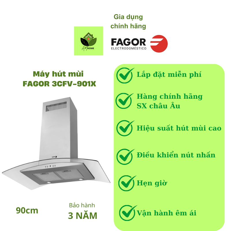 Máy hút mùi kính cong FAGOR 3CFV-901X