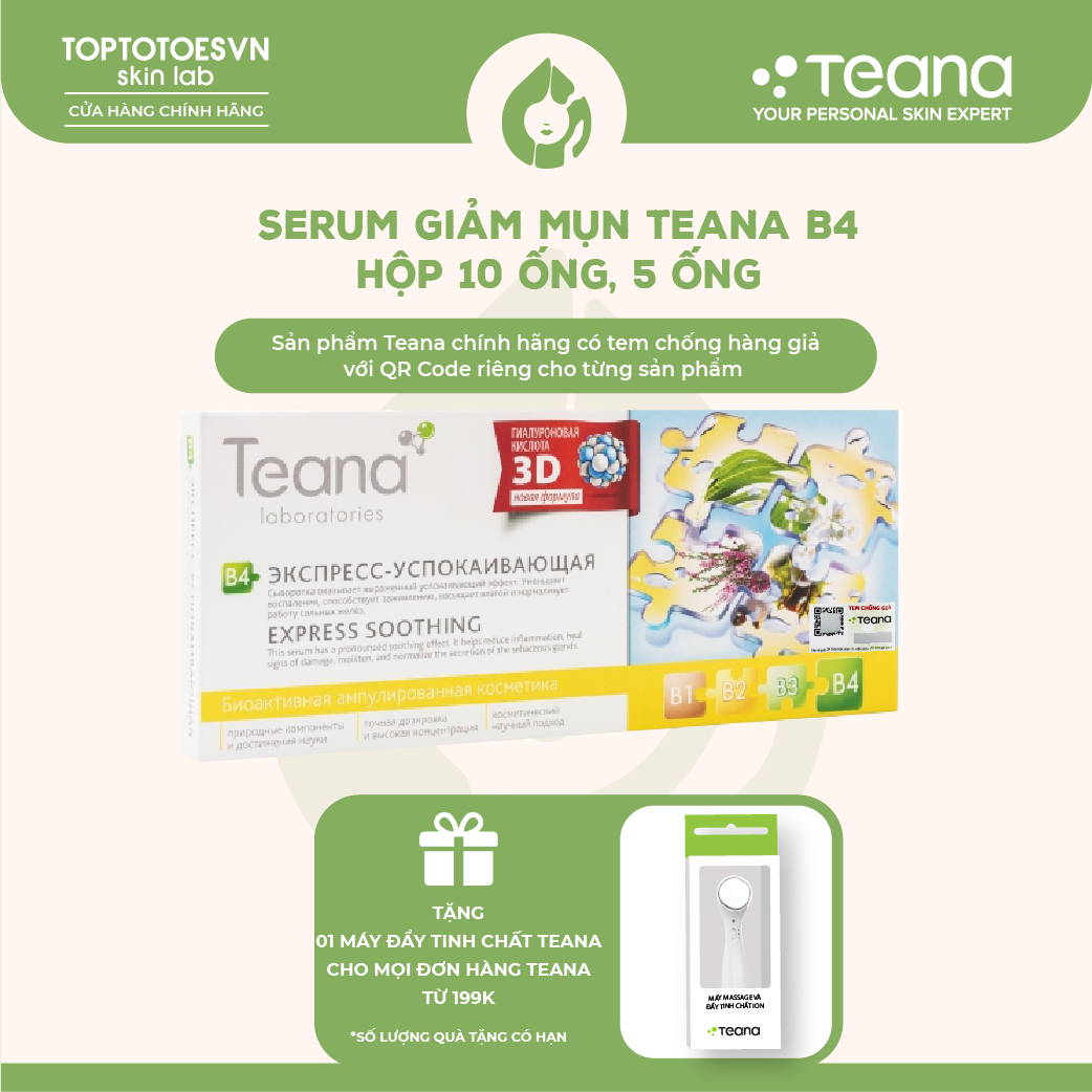 Serum Teana B4 Express Soothing giảm sưng viêm, mụn, phục hồi da