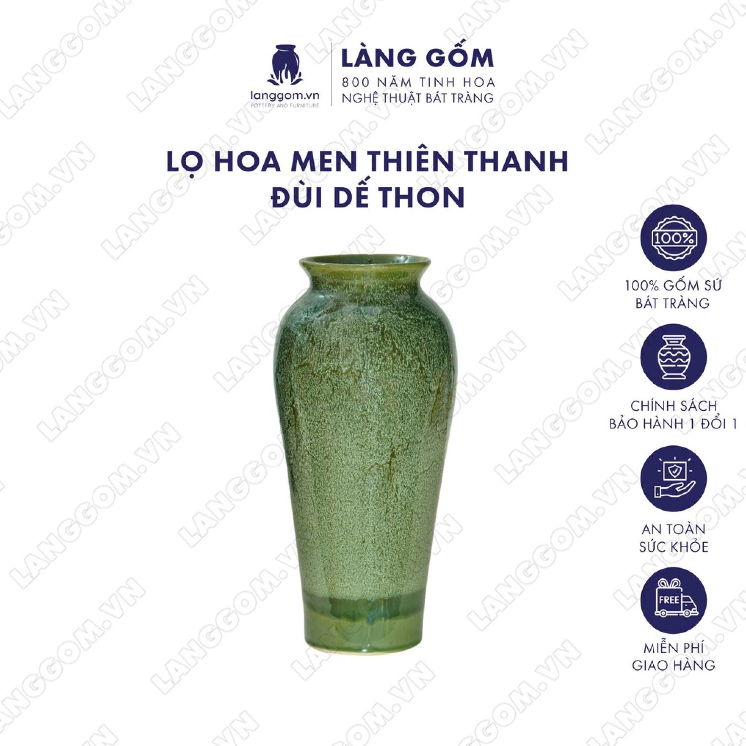 Bình hoa, lọ hoa Gốm sứ Bát Tràng cao cấp Men hỏa biến đùi dế thon dùng làm quà tặng, trang trí - Làng Gốm Bát Tràng