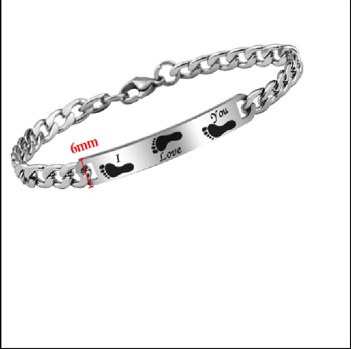 [HCM]( Có bán lẻ 1 chiếc ) Lắc tay cặp đôi inox màu bạc khắc chữ I Love You và Bàn Chân - Cam kết 1 đổi 1 nếu đen và gỉ sét
