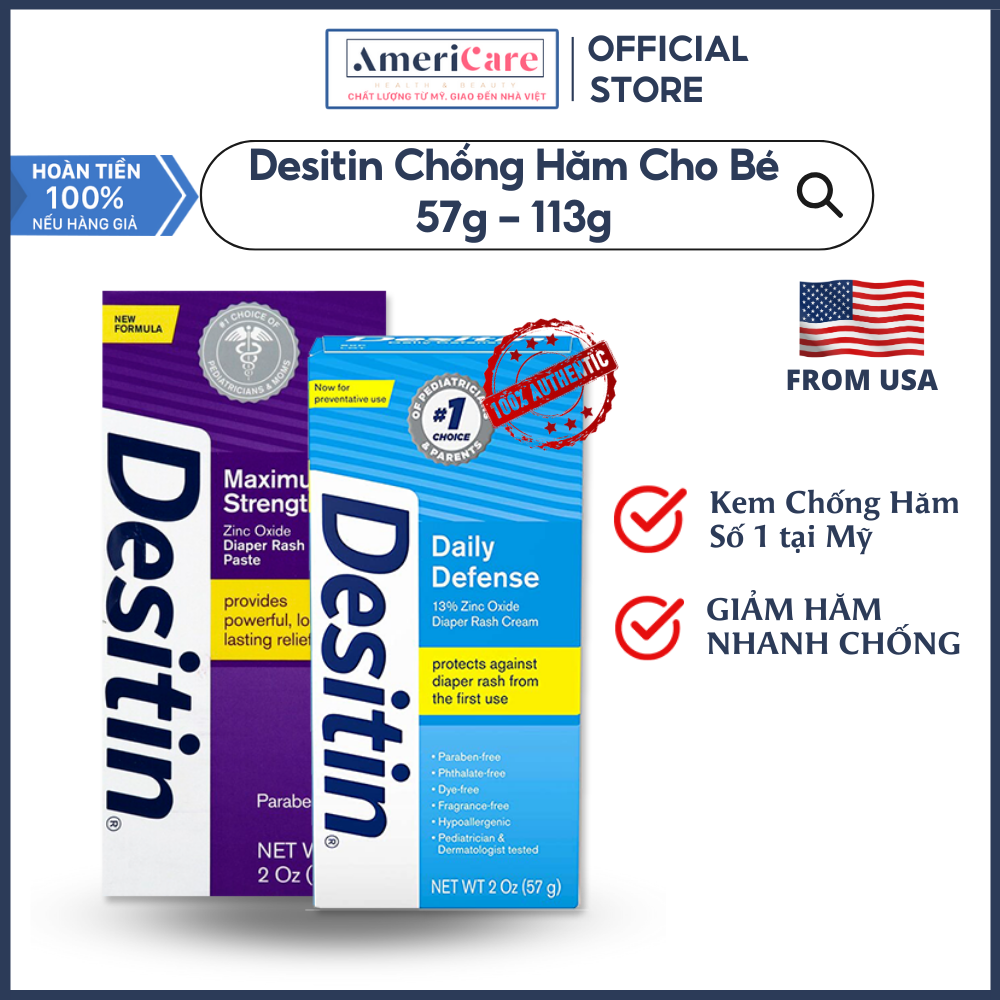 Kem Chống Hăm Desitin Màu Tím/ Xanh Cho Bé [Bill Mỹ]