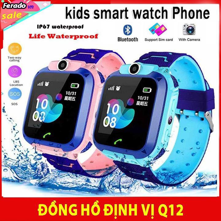 Đồng Hồ Thông Minh Định Vị Trẻ Em Q12 Chống nước tuyệt đối Hỗ Trợ Camera, Tích Hợp Đèn Pin Giao Diện Tiếng Việt , đồng hồ nghe gọi , smartwatch , dùng cho smarphone android , ios , Lắp được sim , chụp ảnh