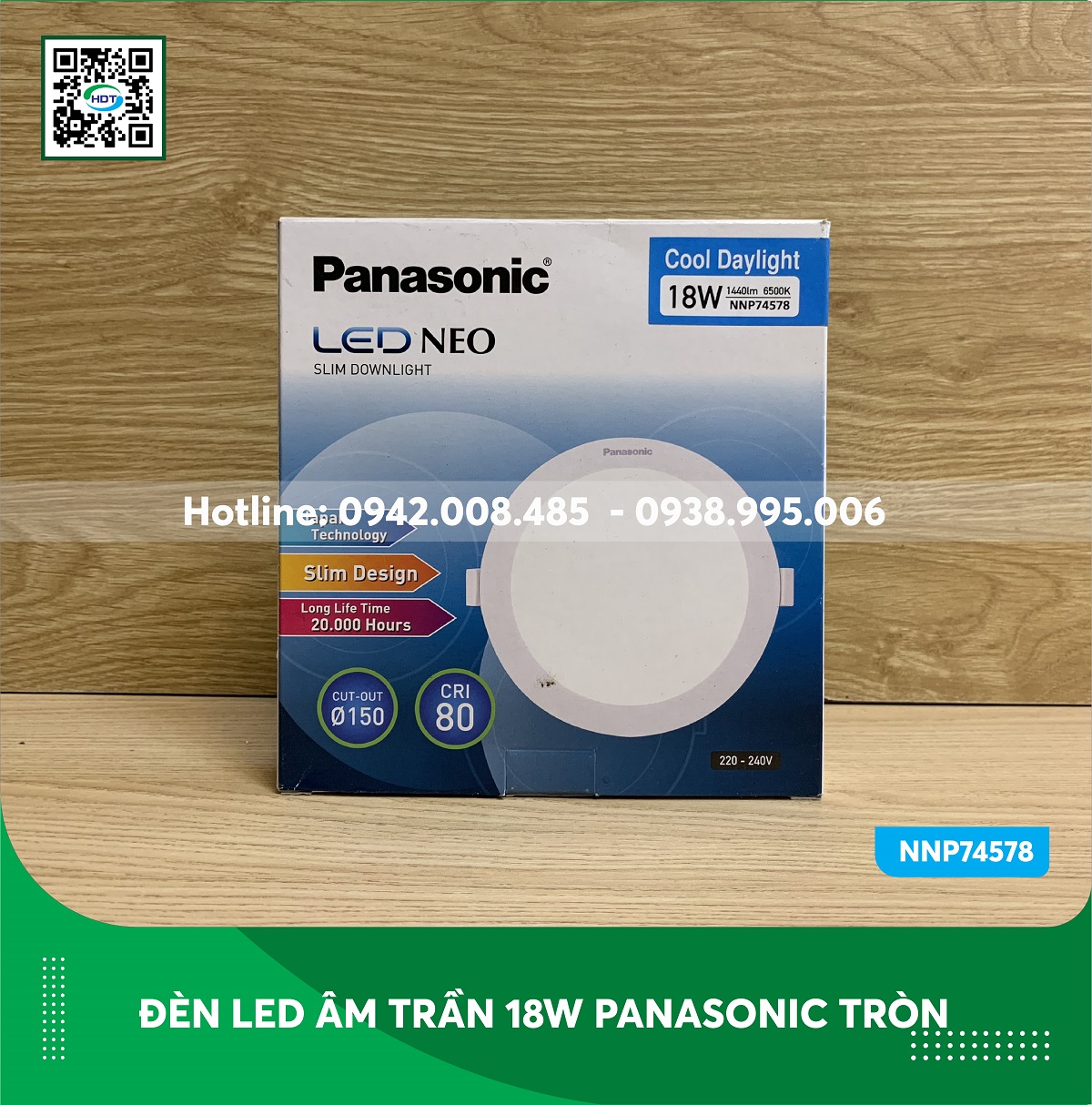 Đèn led âm trần 18w panasonic tròn neo slim nnp74578