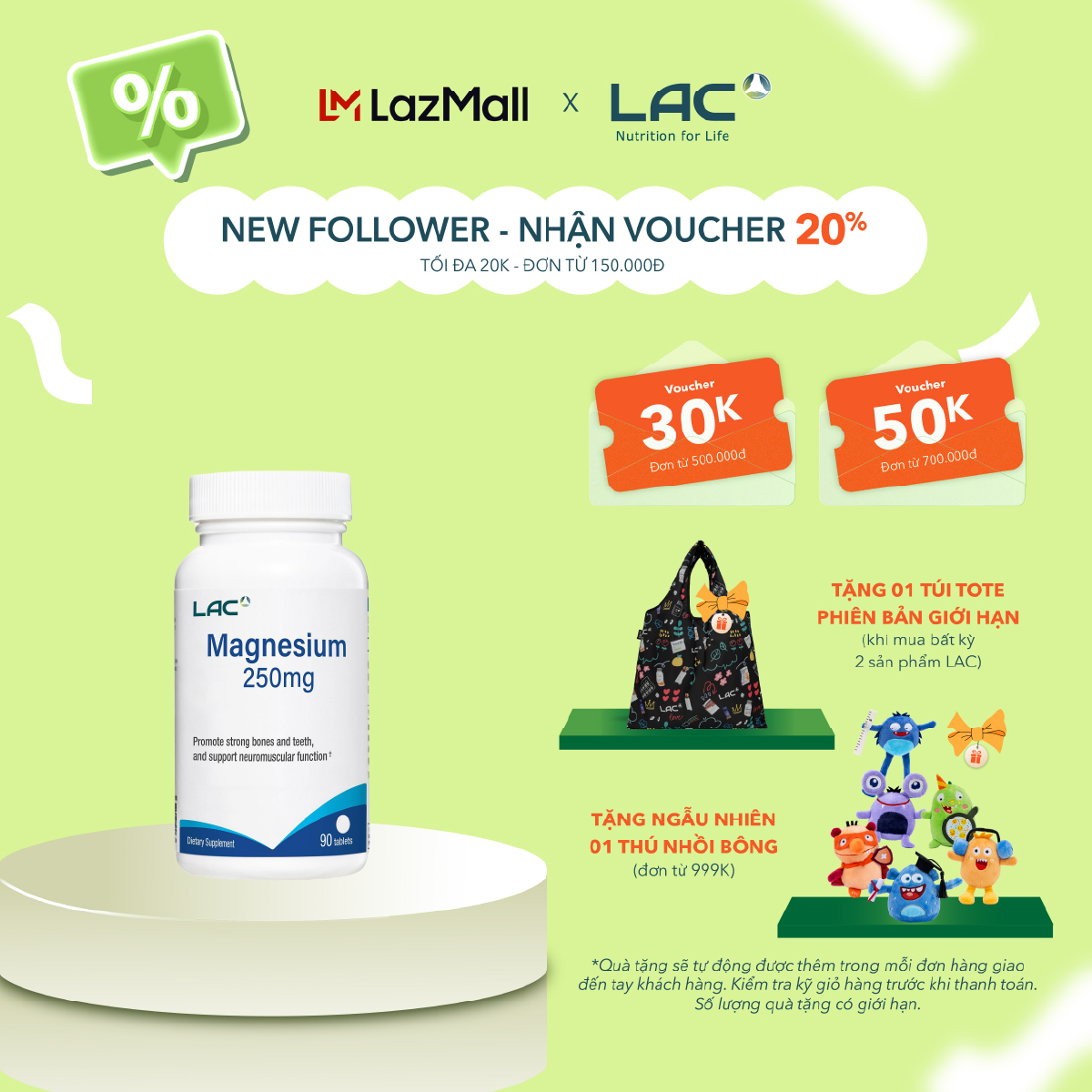 VIÊN UỐNG BỔ SUNG MAGIE HỖ TRỢ CƠ BẮP LAC MAGNESIUM 250MG (90 VIÊN)