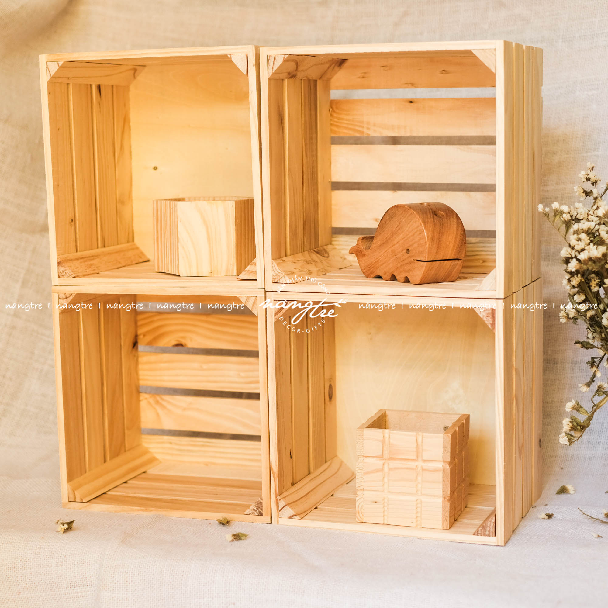 Kệ gỗ vuông pallet _ Thùng gỗ pallet vuông