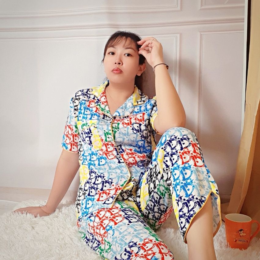 Set Bộ Pijama lụa tay ngắn quần dài, siêu xinh, mẫu mới.