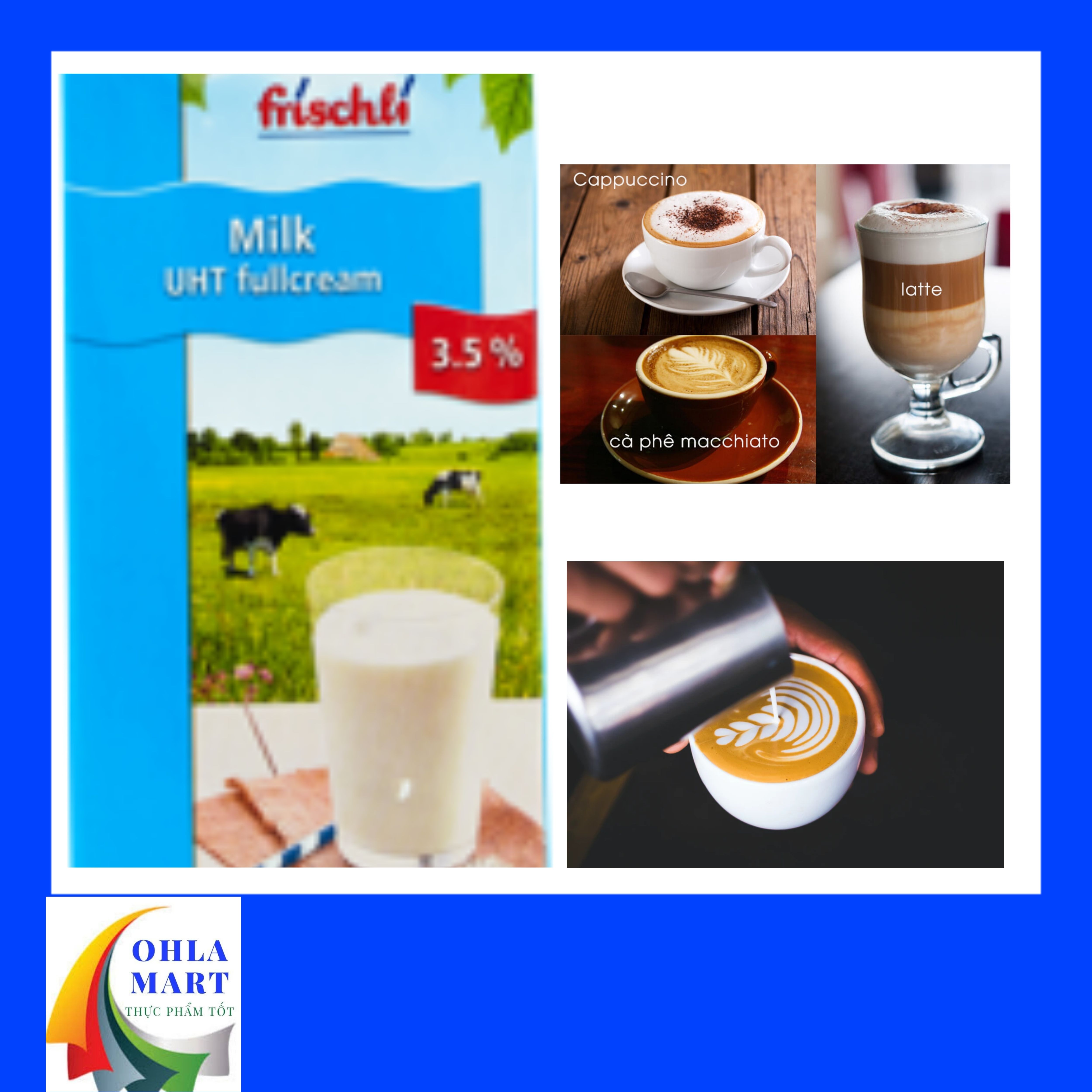 sữa tươi UHT Frischli nhập khẩu Đức nguyên kem 3.5% fat - Ohla mart