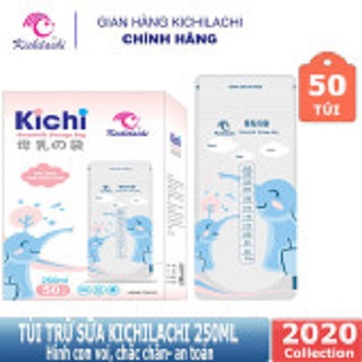 Hộp 50 túi trữ sữa 250ml không BPA, không mùi & 2 khóa zip an toàn cho Bé KICHI KICHILACHI (Hình con voi dễ thương)