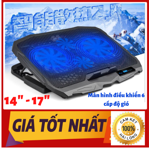 Đế Tản Nhiệt Laptop 4 Quạt Cao Cấp Có Màn Hình Điều Khiển 6 Cấp Độ Gió Mạnh Mẽ Thiết Kế Chuẩn Gaming