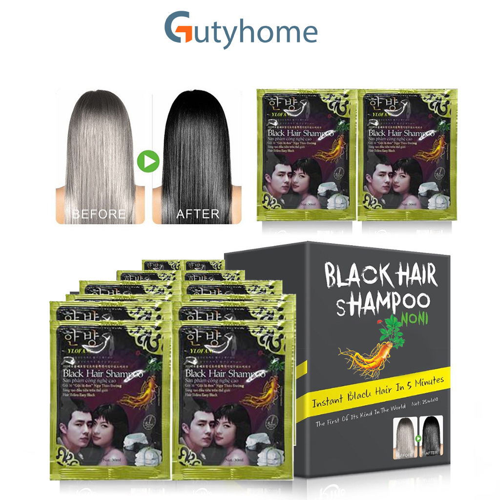 Combo 10 Gói Dầu Gội Nhuộm Đen Tóc Thảo Dược Black Hair Shampoo Hàn Quốc An Toàn Cho Da Không Độc Hại Đen Ngay Sau Lần Sử Dụng Dầu Gội Nhuộm Đen Tóc Nhân Sâm Hàn quốc - Dầu Gội Đen Tóc Giá Rẻ Tốt Hiện Tại - Guty Home
