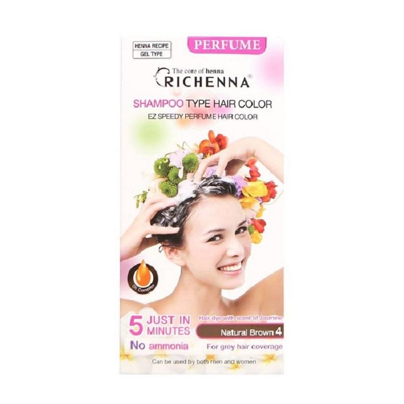 Dầu gội nhuộm tóc bạc Richenna Natural Brown 04