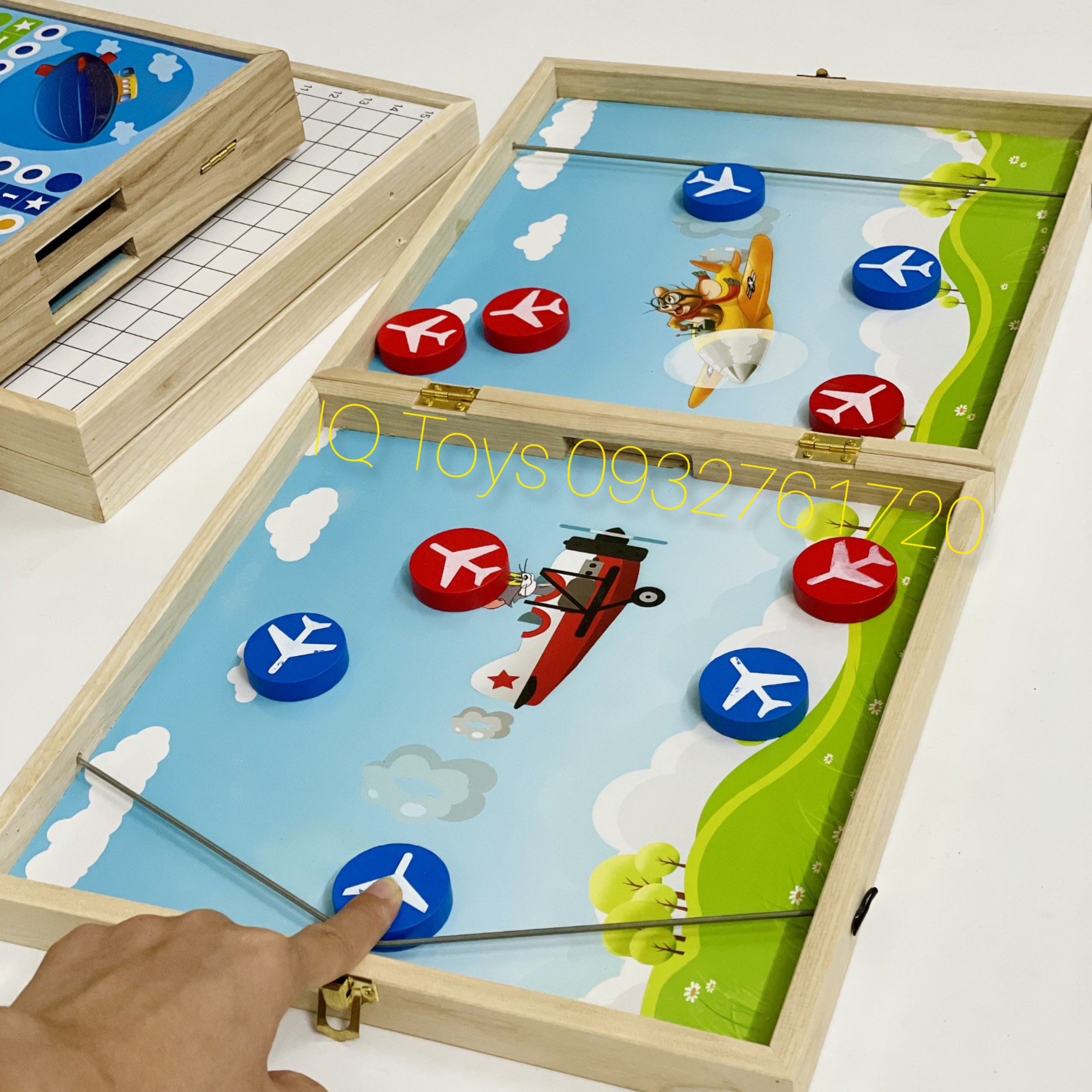 Đồ chơi gỗ thông minh 3 trong 1⚡FreeShip⚡ Cờ búng- Cờ cá ngựa- Cờ caro- Kích thước hộp 60x30x3cm [Tặng kèm 2 bút lông]