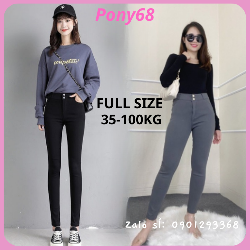 Big size quần bò giấy 2 khuy cạp cao quần jean giấy co giãn dáng thon pony68