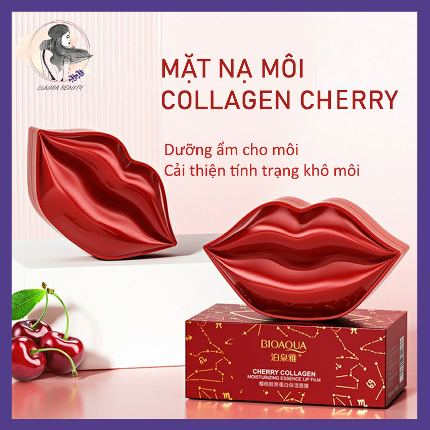 [HCM][HỘP 20 MIẾNG] Mặt Nạ Môi Bioaqua Chiết Xuất Từ Quả Cherry Và Collagen Giúp Môi Hồng Mềm Mại Dưỡng Ẩm Giảm Thâm Môi Khô Môi mặt nạ.môi CLAURA BEAUTY