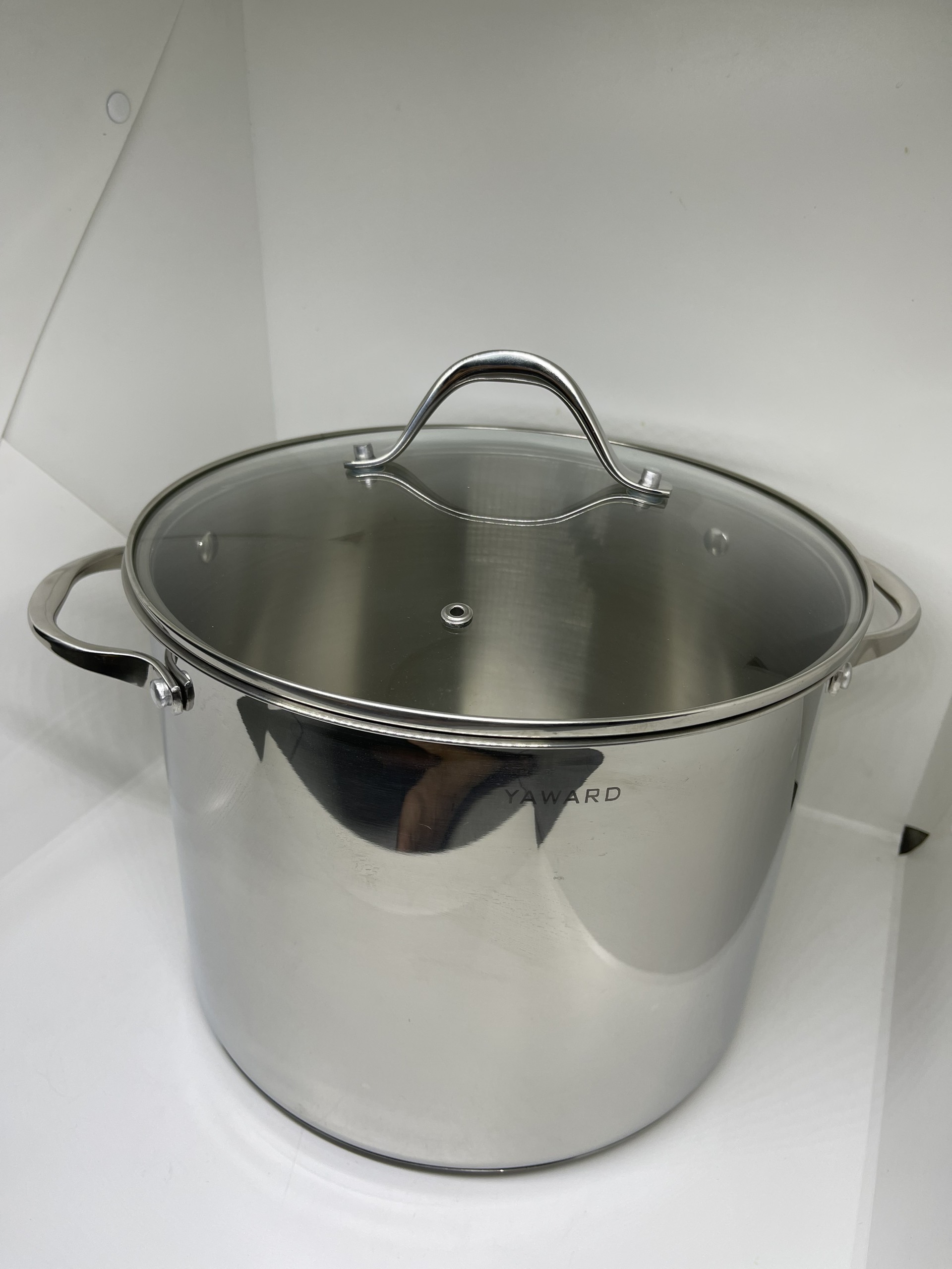 Nồi hầm 3 đáy inox 304 YAWARD cao cấp sáng bóng nắp kính cường lực, dung tích 10 lít