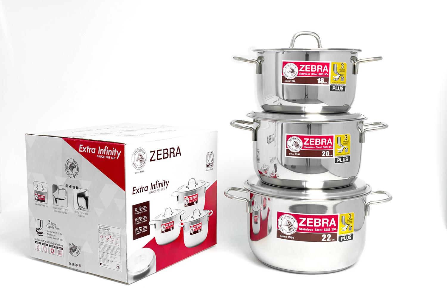[HCM]Bộ 3 nồi inox Zebra Extra Infinity 0.6mm - 180827