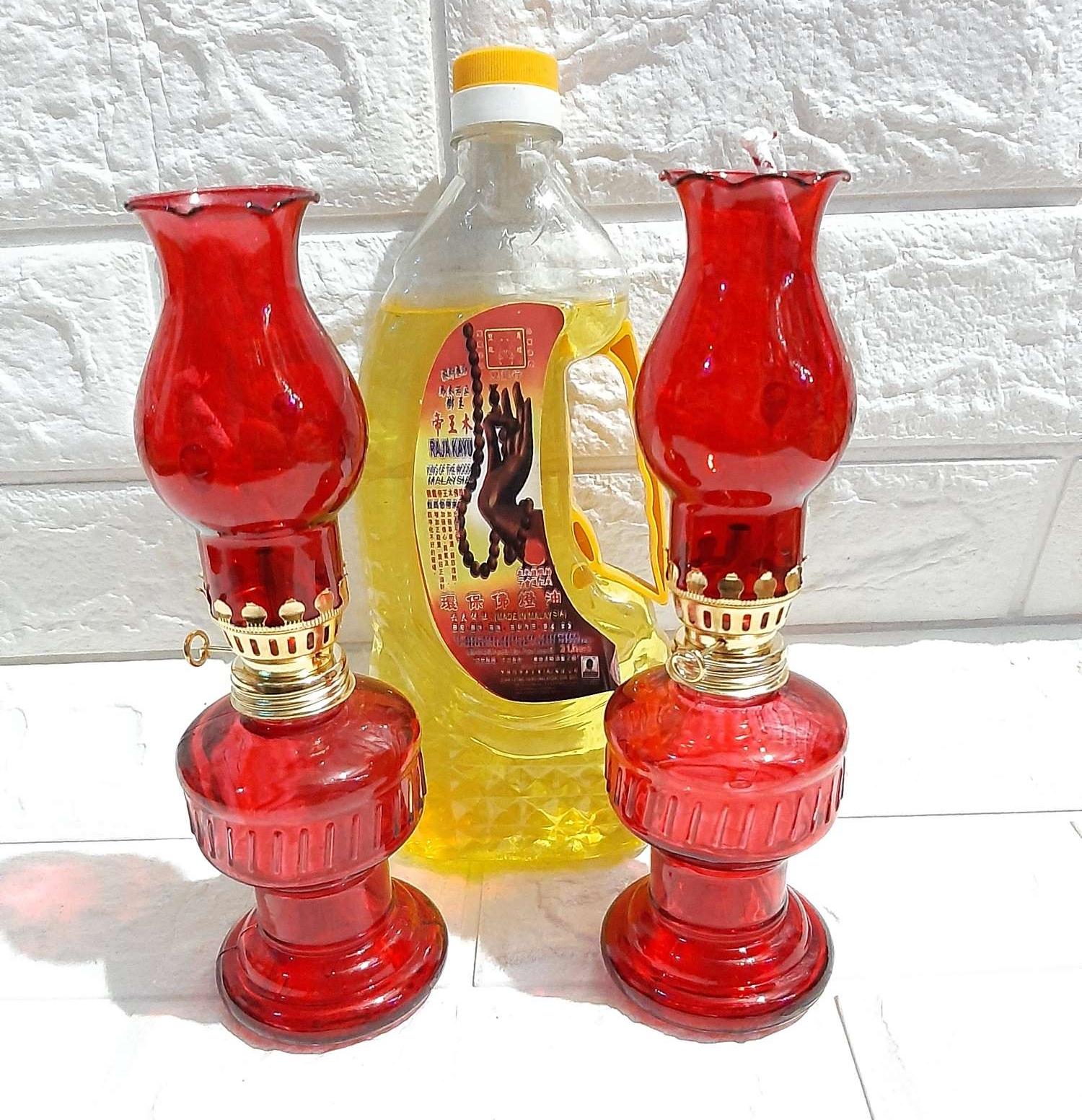 Đôi Đèn Thờ Thủy Tinh Cao 20Cm- Tặng Kèm 1 Chai Dầu