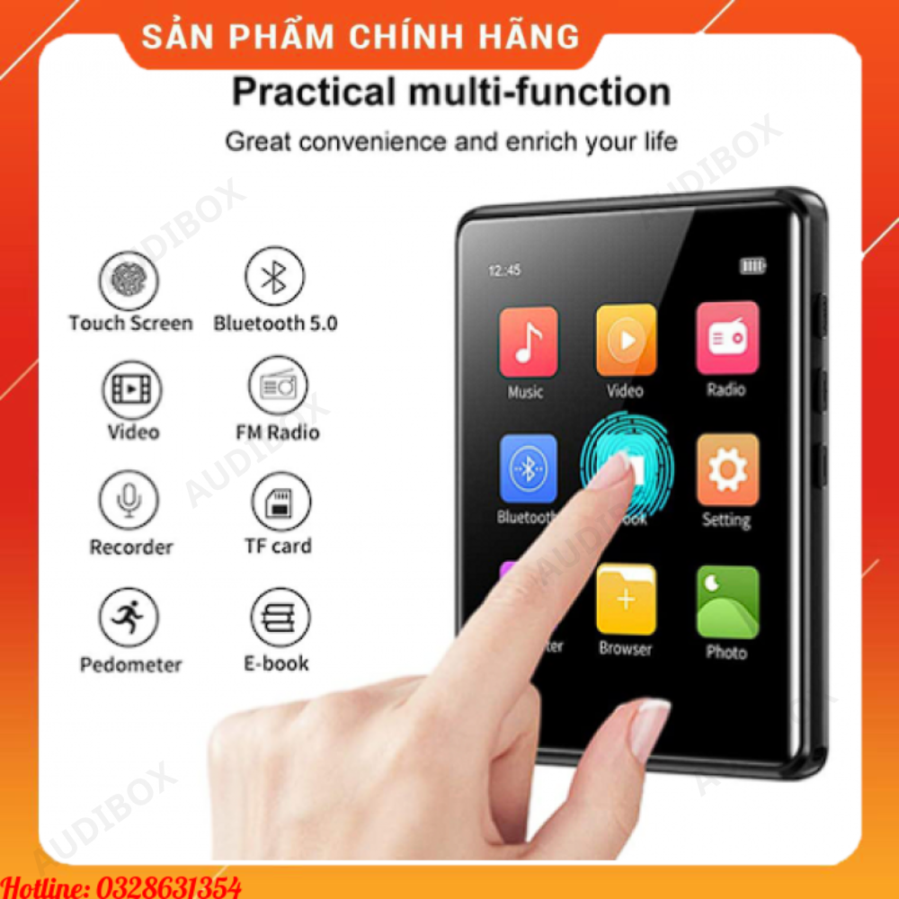 Máy nghe nhạc MP3 màn hình cảm ứng, hỗ trợ Bluetooth 5.0, gắn thẻ nhớ, có loa ngoài | Ruizu M6