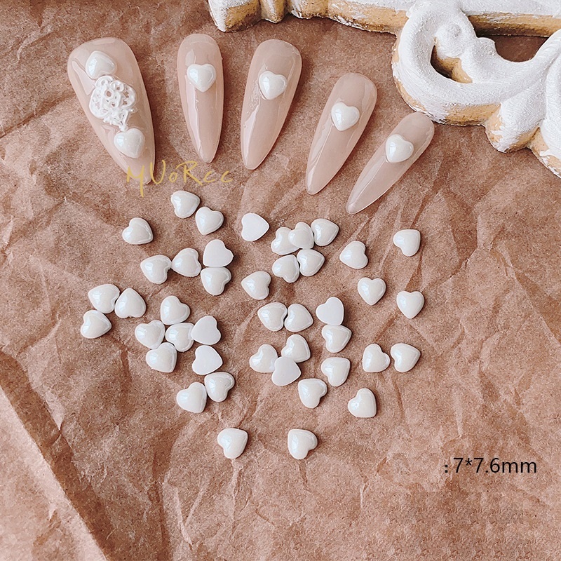 Set 5 charm nail hình trái tim hạt châu phụ kiện nail - vani store