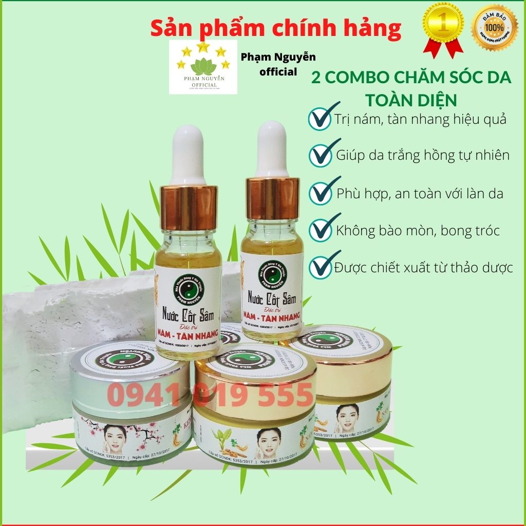 2 combo kem đông y gia truyền phạm nguyễn dưỡng trắng, làm mờ nám, tàn nhang