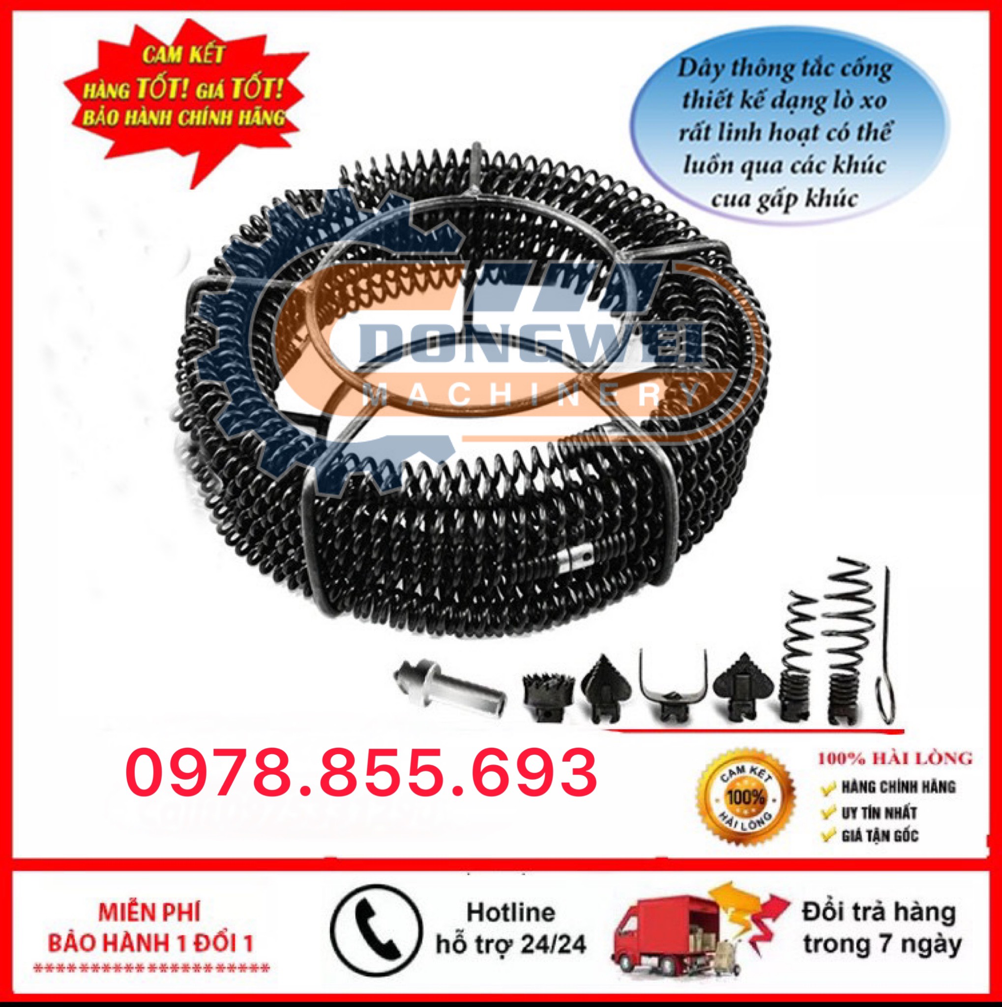 Dây thông tắc cống dùng máy khoan dài 15m