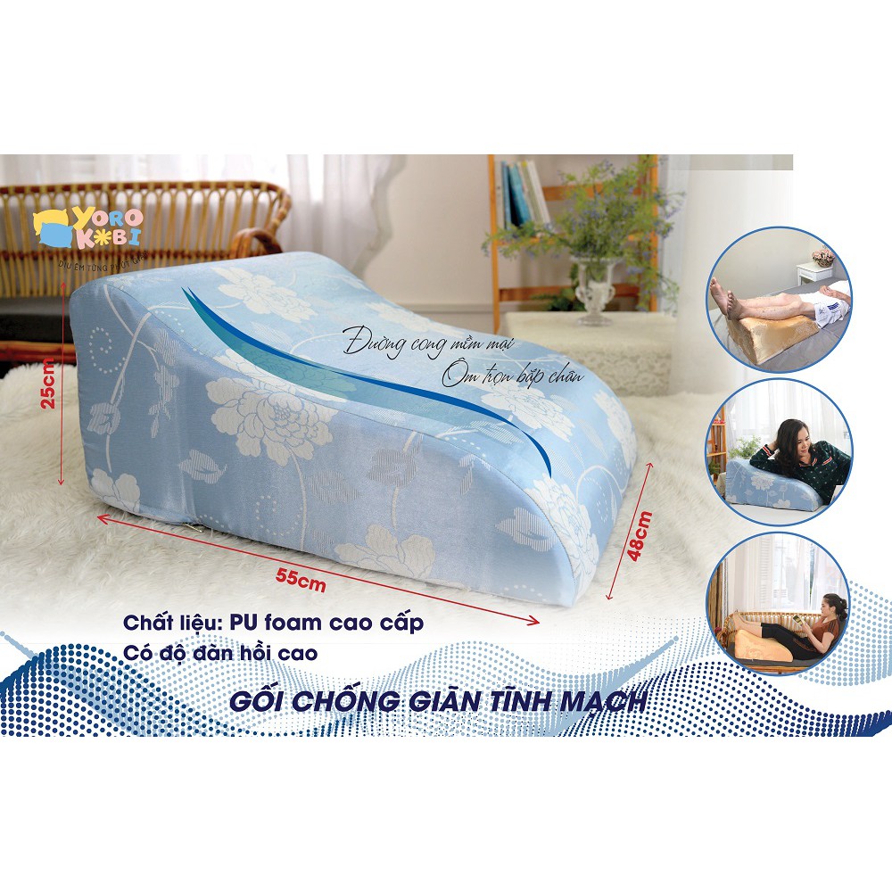 Gối chống giãn tĩnh mạch Yorokobi 25cm - màu xanh ngọc