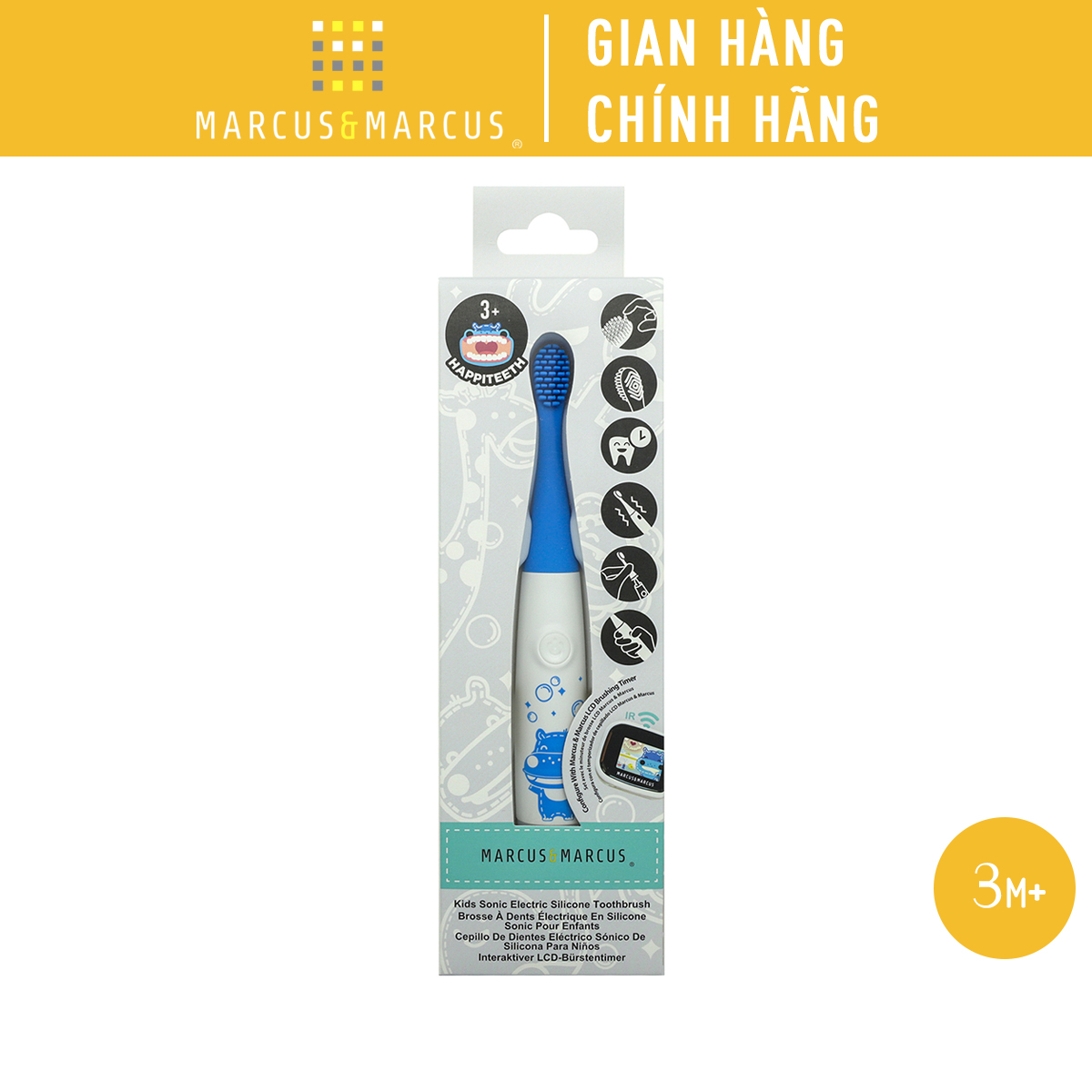Bản chải đánh răng silicon chạy pin cho bé marcus & marcus, từ 3 tuổi - lucas